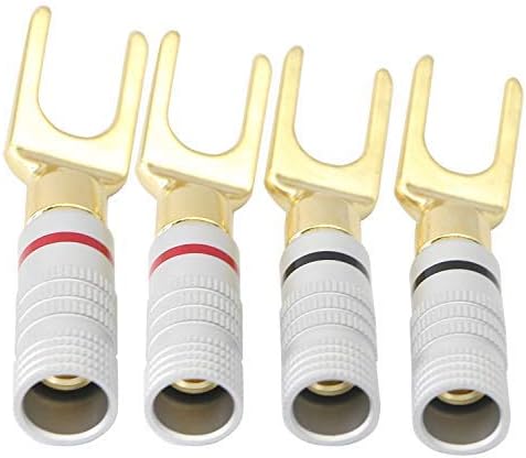XMSJSIY Y Spade Plug,Speaker Spade Connector, Fork Spade Plug 45 Degree for Speaker Wire, Plug Audio Jack Connector Pure Copper for Speaker Wire,S...