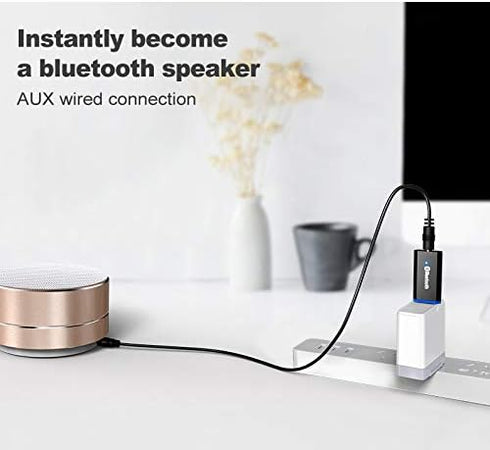 USB Bluetooth Receiver Adapter Wireless Audio Adapter 3.5mm Car Kit Music Receiver for Home/Car Stereo Sound System, Portable Speskers, (Aux in) w...