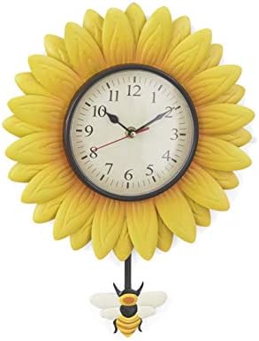 Wall Hanging Flower Clock with Analog Number Face - Sunflower...