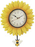Wall Hanging Flower Clock with Analog Number Face - Sunflower...