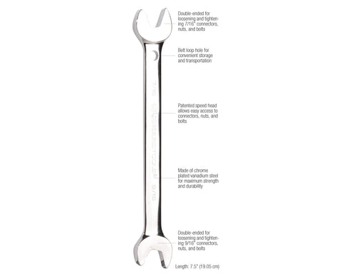 DblEnd SpWrnc,S-Shp,7-1/2",Steel...
