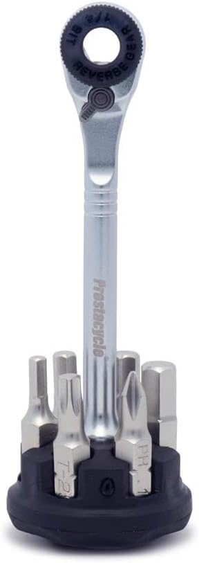 Prestacycle Prestaratchet Micro, Heavy-Duty Mini Ratchet & 1/4 Bits for Bike Repair & Maintenance, 40Nm Small Ratchet & Screwdriver with 6 Hex Bit...