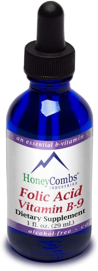 HoneyCombs Vitamin B9 Liquid Drops - High Potency Liquid Vitamin B9 Folic Acid Supplement for Women - Maintain Healthy Liver, Pregnancy, & Overall...