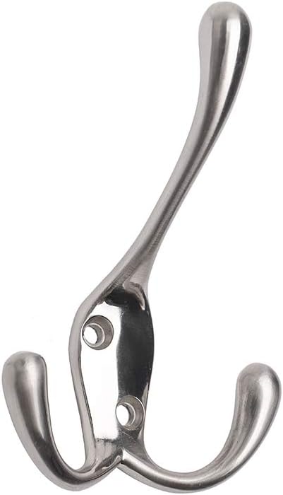 Coat Hooks with Three Flared Prongs,3.5 Inch Heavy Duty Coat Hat Hook 5 Pack Satin Nickel...