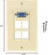 VGA + 4 port Keystone Wall Plate (Ivory)...