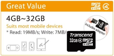 Transcend 4 GB Class 4 microSDHC Flash Memory Card TS4GUSDHC4...