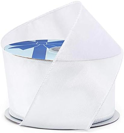 White Wired Satin Ribbon 2 1/2" X 25 Yards...
