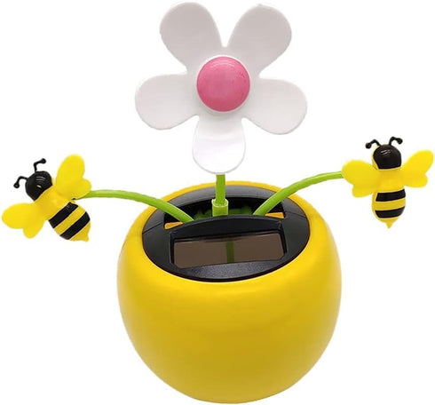 1Pc Yellow Solar Dancing Flower Sunflower Decors, Car Swinging Dancing Decor,Solar Dancing Ornament,Car Windowsill Decor,Honey Bee Swing Decors,So...