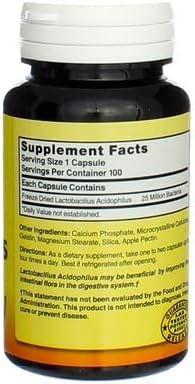 Freeze Dried Lactobacillus Acidophilus 100 Caps...