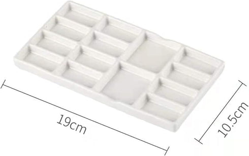 14 Wells Ceramic Artist Paint Palette - 8 Inch Porcelain Watercolor Painting Palette Ceramic Mixing Tray for Painters...