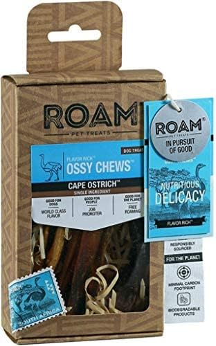 ROAM PET TREATS Ossy Chews Dog Treats, Single Sourced Novel Proteins Long Lasting Chews Made from Ostrich for Dogs...