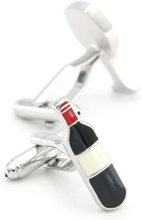 Red Wine Bottle & Glass Cuff Links Quality Brass Material Drink Design Cufflinks with Gift Box...