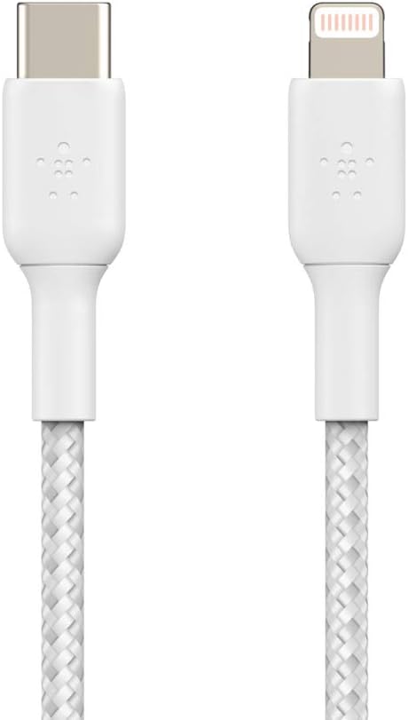 Belkin BoostCharge Nylon Braided USB C to Lightning Cable 6.6ft/2M - MFi Certified 18W Power Delivery iPhone Charger Cord - Apple Charger USB C Ca...