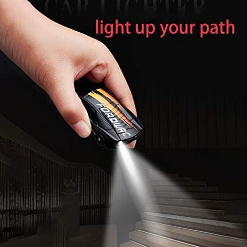 Dual Arc Plasma Lighter Windproof Battery Indicator Touch-Start Lighter with LED Light USB Rechargeable Car Shape Cool Novelty Electric Lighter (B...