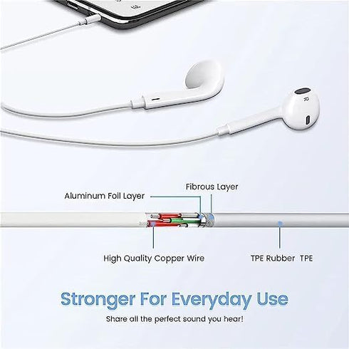 Jnuobi Wired Headphones with 3.5mm Connector, Built-in Microphone & Volume Control Music, Phone Calls, and Volume. Compatible with Phone/iPad/iPod...
