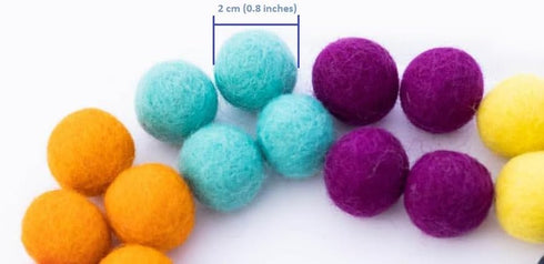 Felt Pom Poms - Wool Felt Balls - 10 Vibrant Colors - 40 Pieces - 2cm (~0.8 inch) Size Each - Craft - DIY - Handmade 100% New Zealand Wool...