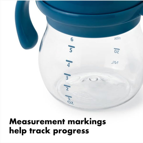 OXO Tot Transitions Soft Spout Sippy Cup with Removable Handles, Navy, 6 Ounce...