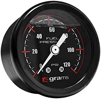 Grams Performance 120psi Fuel Pressure Gauge Blk Face G2-99-1200, Black...