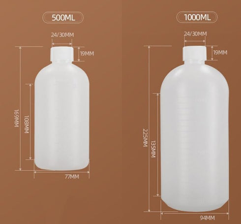 2PCS 1000ml/34oz Empty Plastic Small Mouth Graduated Lab Chemical Container Reagent Bottle Sample Liquid Sealing Reagent Bottle Boston Rounds Liqu...