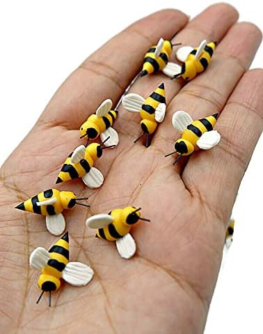 Lot of 12 Miniature Honeybee Craft Cute Bee Outdoor Patio Decor Fairy Garden Supplies Animal Figurine Furniture Dollhouse...