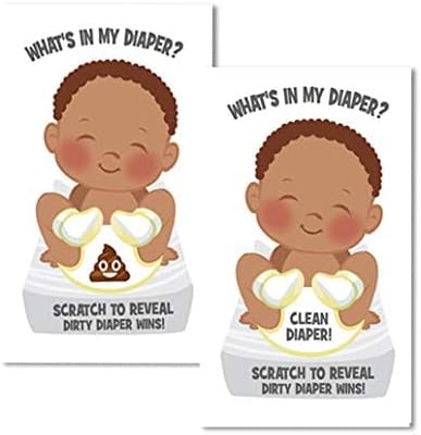 Whats In My Diaper Baby Shower Scratch Off Game | African American | 24 Cards - 1 Winner | Baby Shower Games | Baby Shower Prizes | Door Prizes | ...