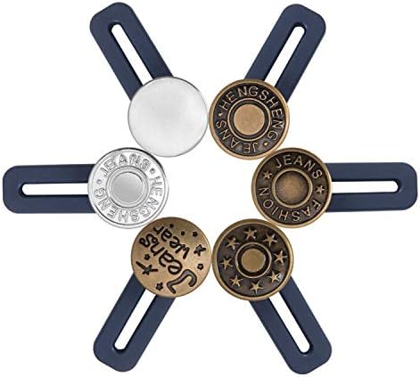 6 PCS Pants Extender Button, Luxiv Waistband Extender Buttons for Men and Women, Jeans Waist Extender Metal Buttons No Sew Button for Extender Jea...