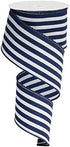 Navy White Stripe Wired Ribbon - 2 1/2" x 10 Yards, 4th of July, Birthday, Police Support Bows, Wreath, Veterans Day, Garlands, Gifts, Swag, Chris...