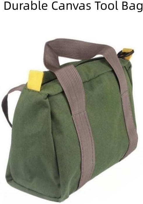 12 Inch Wide Mouth Tool Bag, Canvas Tool Bag, Heavy Duty Tool Storage Bag, Large Capacity Tool Tote Bag for Electricians, Power Tool Organizer Pou...