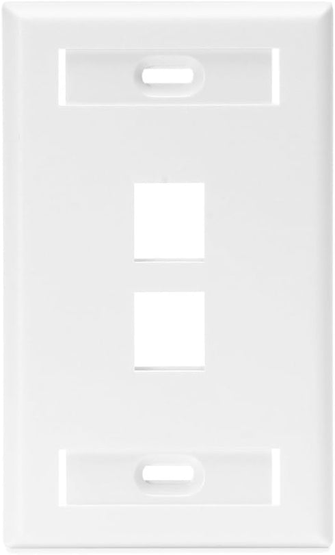 Leviton QuickPort Wallplate with ID Window, Single Gang, 2-Port, 42080-2WS, White...