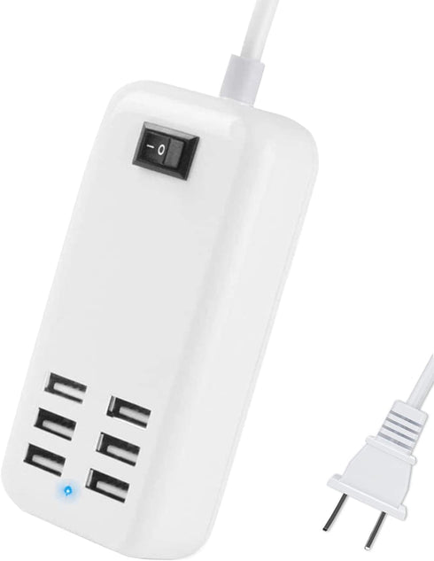 6 Ports USB Charger Hub Desktop US Plug AC Power Wall Travel Charging Adapter Slots Charging Station...
