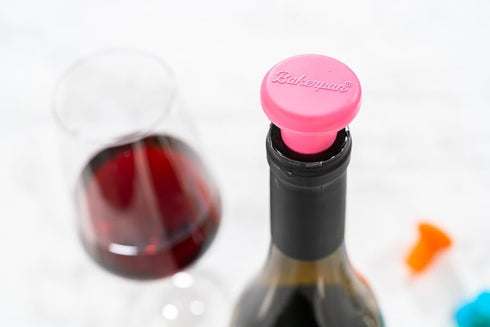 Bakerpan Silicone Wine Stoppers for Wine Bottles, Wine Bottle Stopper, Reusable Wine Corks - Set of 4...