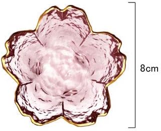 WILL Small Glass Dish Nordic Style Gold Inlay Glass Sauce Bowl Mini Japanese Cherry Blossoms Seasoning Plate For Ice Cream Fruit Sala...