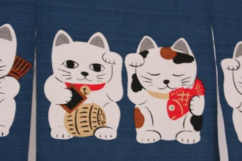 NARUMI ?? Noren (Japanese Curtain) Seven Beckoning Cat/Maneki Neko 17-507 85×30cm from Japan...