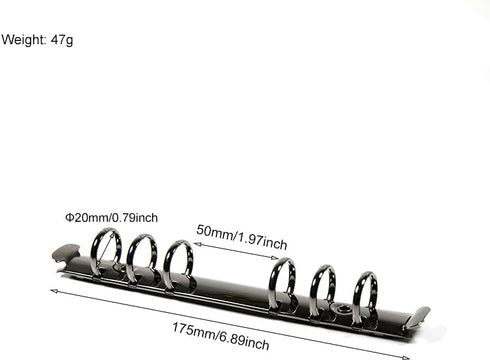 1Pcs Metal A6 Notebook 20mm 6-Hole Ring Binder Mechanisms Replacement Kit for Binder Planners Loose Leaf Binding Spines Combs for Personal Organiz...