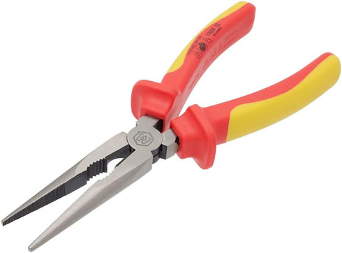 MichaelPro 8-Inch Insulated Long Needle Nose Plier, 1000V VDE Certified, for Electric Vehicles, Jaws Hardness HRC58 to 62, Two-Toned Anti-Slip Han...