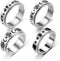 COLORFUL BLING 4 Piece Stainless Steel Spinner Band Ring Set Hypoallergenic Relieving Stress Moon Star Heart Sand Blast Finish Wedding Ring...