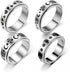 COLORFUL BLING 4 Piece Stainless Steel Spinner Band Ring Set Hypoallergenic Relieving Stress Moon Star Heart Sand Blast Finish Wedding Ring...