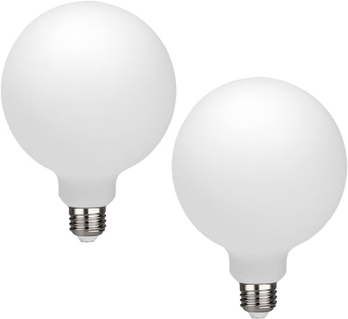 2 pack G40/G125 Globe LED Bulb, Warm White 2700K Dimmable LED Globe Bulb, 5W Equivalent 40W LED Globe Light Bulbs, CRI 90+, Milky Glass, LED Bulb ...