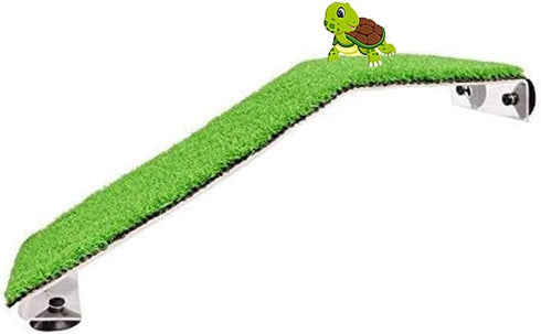 YXQ Turtle Basking Platform Aquarium Tortoise Climbing Lawn Ladder Resting Terrace Fake Grass Ramp for Turtle Tank Crab Reptile...