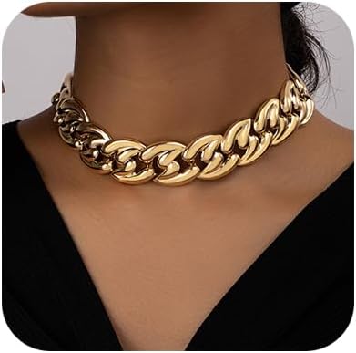 Denifery Dainty Gold Chunky Choker Cuban Link Chain Thick Necklaces Punk Statement Hip Hop Jewelry for Women...