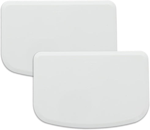 Plastic Bench Scraper for Baking - 2 White Bowl Scraper - Flexible Food Safe Dough Scraper Multipurpose Good Grip Curved and Flat Edge Dough Cutte...