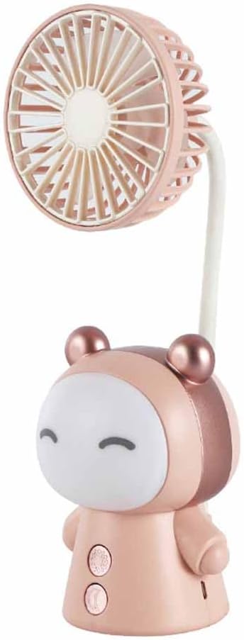Mini Handheld Fan Cartoon Portable Fan with Night Light USB Rechargeable Battery Operated Folding Small Fan for Home Kids Children Table Study Des...