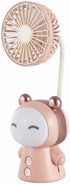 Mini Handheld Fan Cartoon Portable Fan with Night Light USB Rechargeable Battery Operated Folding Small Fan for Home Kids Children Table Study Des...