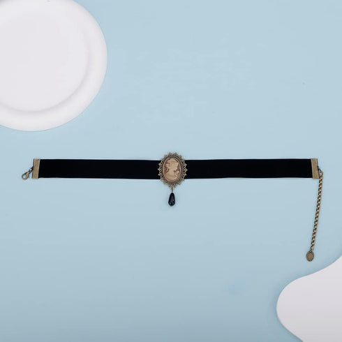 Denifery Gothic Vintage Victorian Choker Necklace Cameo Choker Necklace Black Velvet Choker Goth Vintage Jewelry for Women (Style 2)...