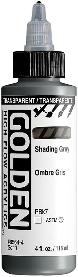 High Flow Acrylics by GOLDEN, Transparent Shading Gray, 4 fl. oz. Bottle, Professional Acrylic Paint, Transparent...