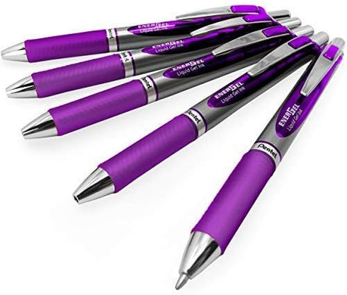 Energel BL80 Retractable Liquid Gel Ink Rollerball Pen - 1.0mm - Violet - Pack of 5...