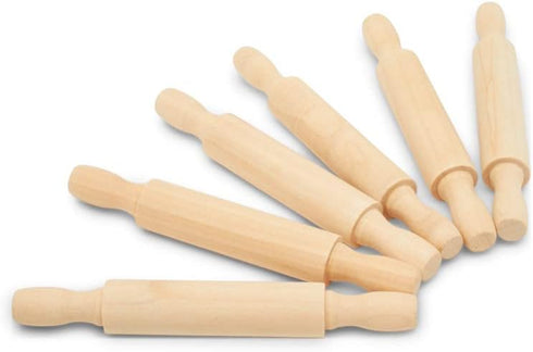 Wooden Mini Rolling Pin, 5 Inches Long, Pack of 6, Great for in The Kitchen, Play-doh, Crafting and Imaginative Play, by Woodpeckers...