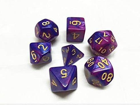 HD Polyhedral Dice Sets D&D Dice for Dungeon and Dragons RPG Role Playing Games MTG Pathfinder Table Top Games 7 Dice Set (Purple+Blue) Blend Colo...