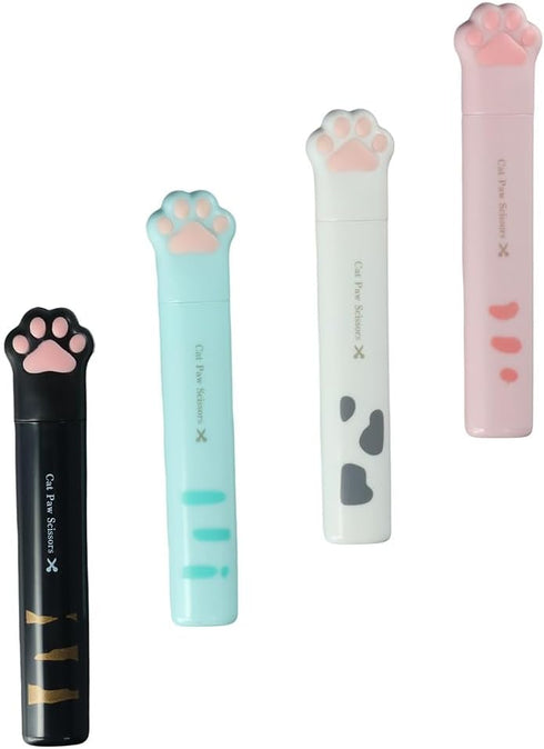 4Pcs Cat Paw Design Mini Scissors,Multi-Purpose Stainless Steel Craft Scissors,Portable Folding Scissors with Cover,Sewing Scissors for Art Crafts...