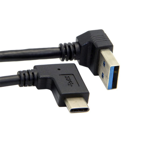 NFHK Reversible USB 3.1 USB-C Angled to 90 Degree Down Angled A Male Data Cable for MacBook & Tablet & Mobile Phone...